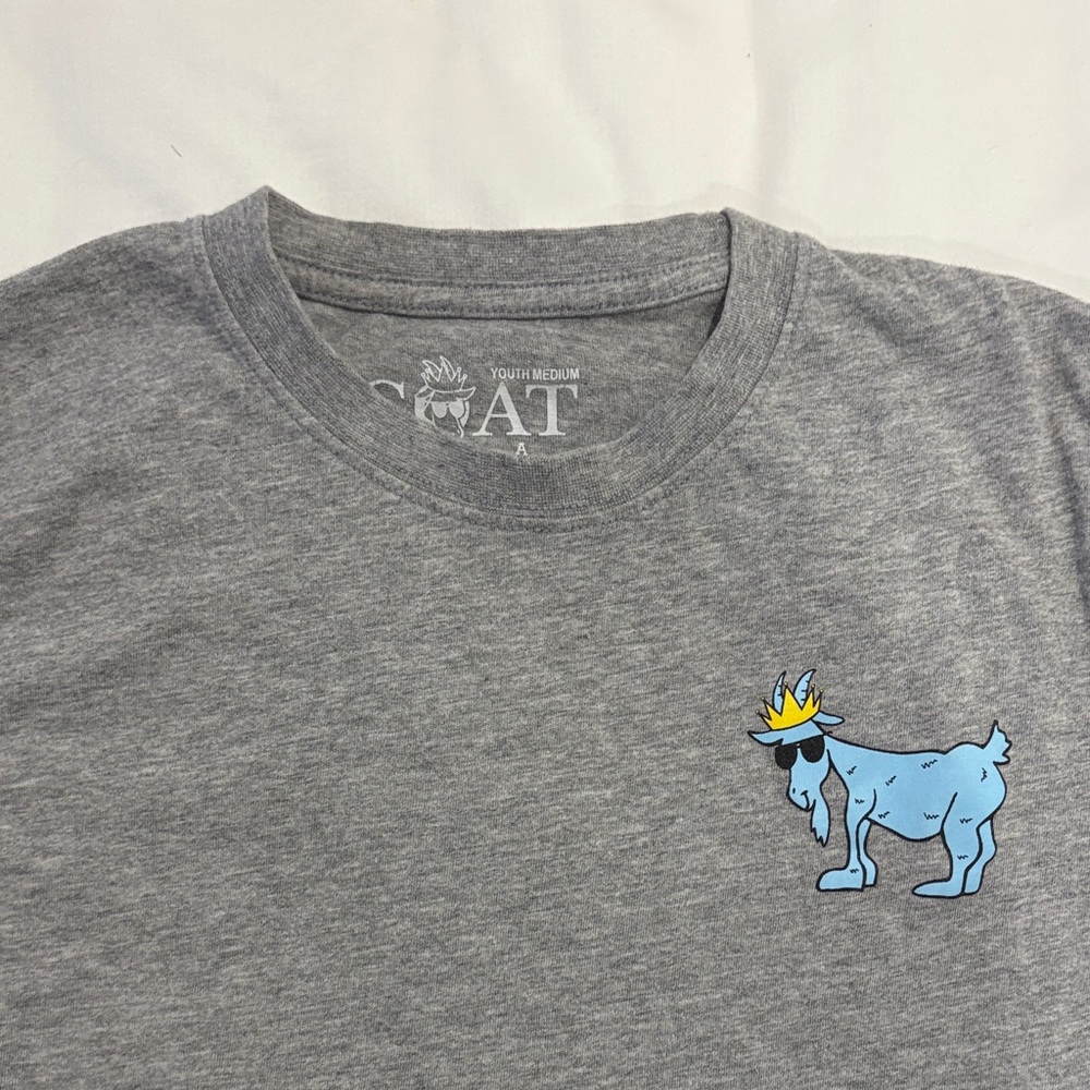 Youth Gray T-Shirt with Blue Goat Graphic